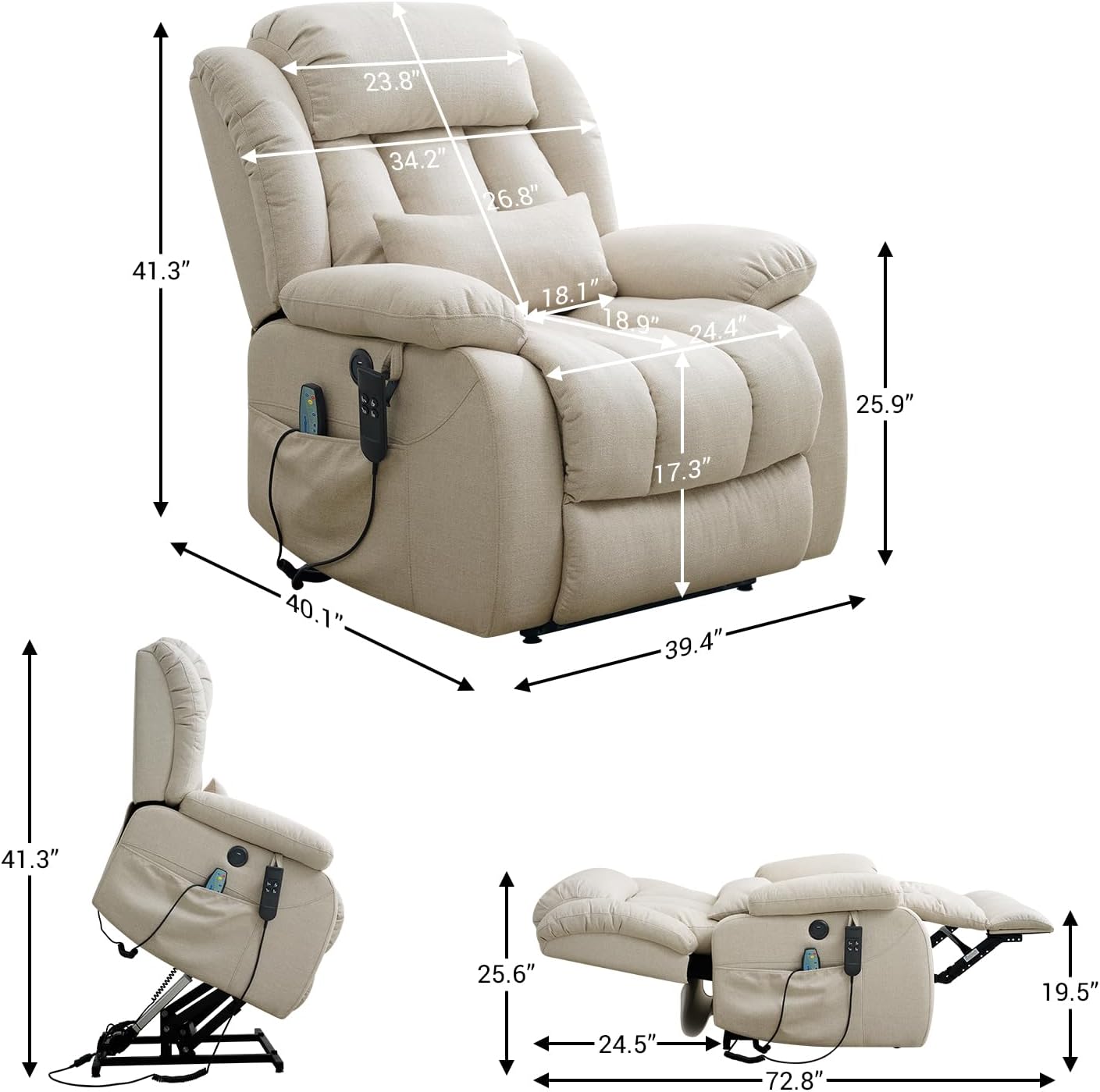 Infinite Position Dual Motor Power Lift Chair