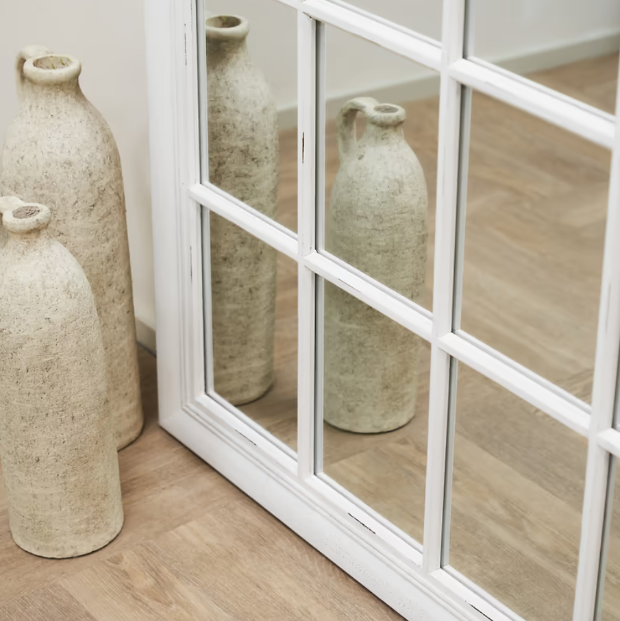 Sasha White Shabby Chic Full Length Window Mirror 180cm x 100cm