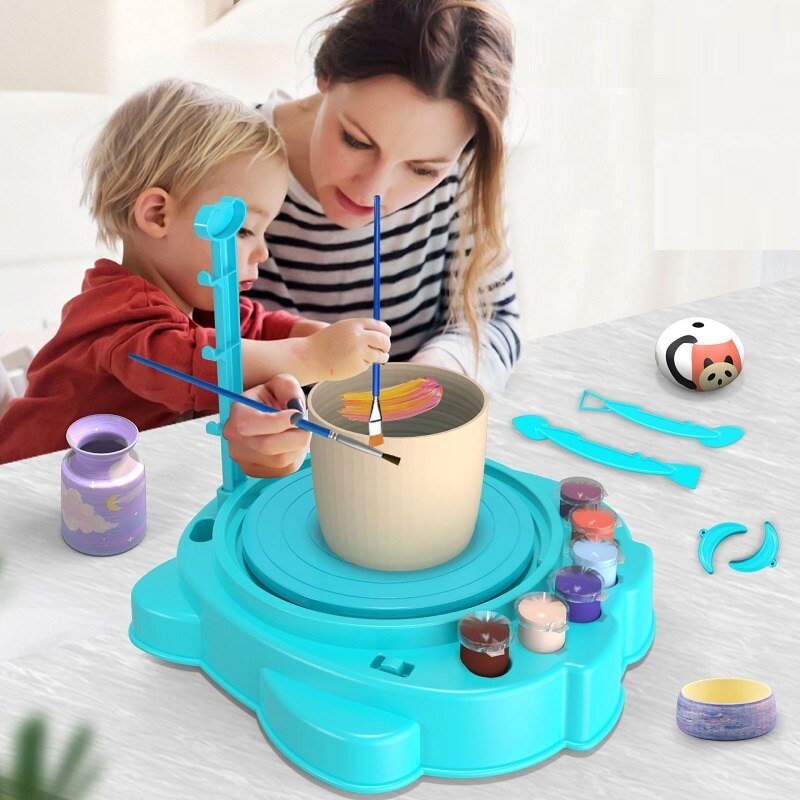 Kids Pottery Set - Painting Kit for Beginners with Modeling Clay, Sculpting Clay and Sculpting Tools