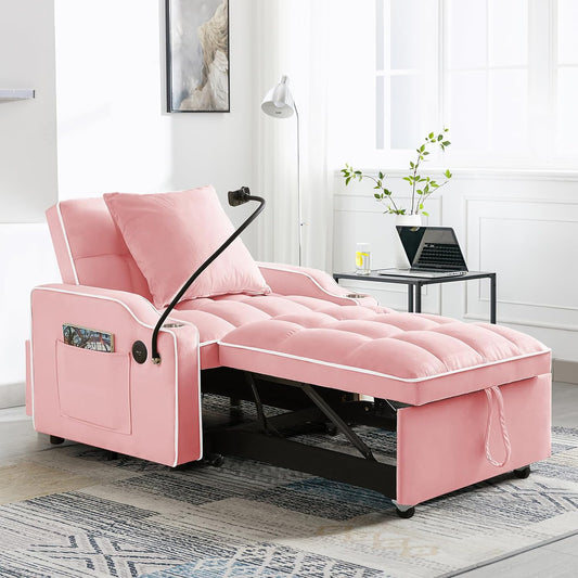 Modern Pull Out Sofa Bed w/Adjustable Backrest, 3 in 1