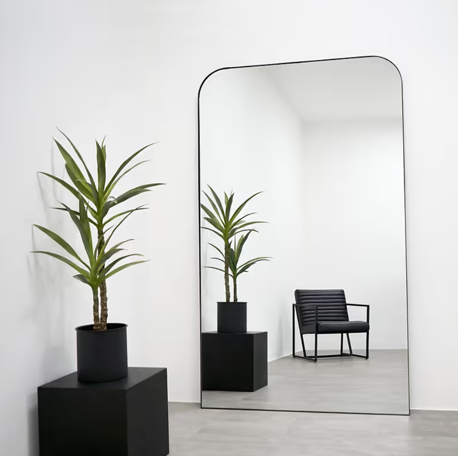 Theo  Full Length Black Curved Metal Extra Large Mirror 200cm x 120cm