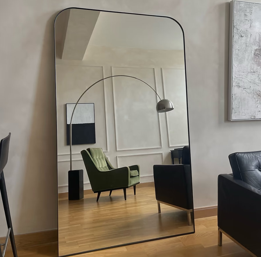 Theo  Full Length Black Curved Metal Extra Large Mirror 200cm x 120cm
