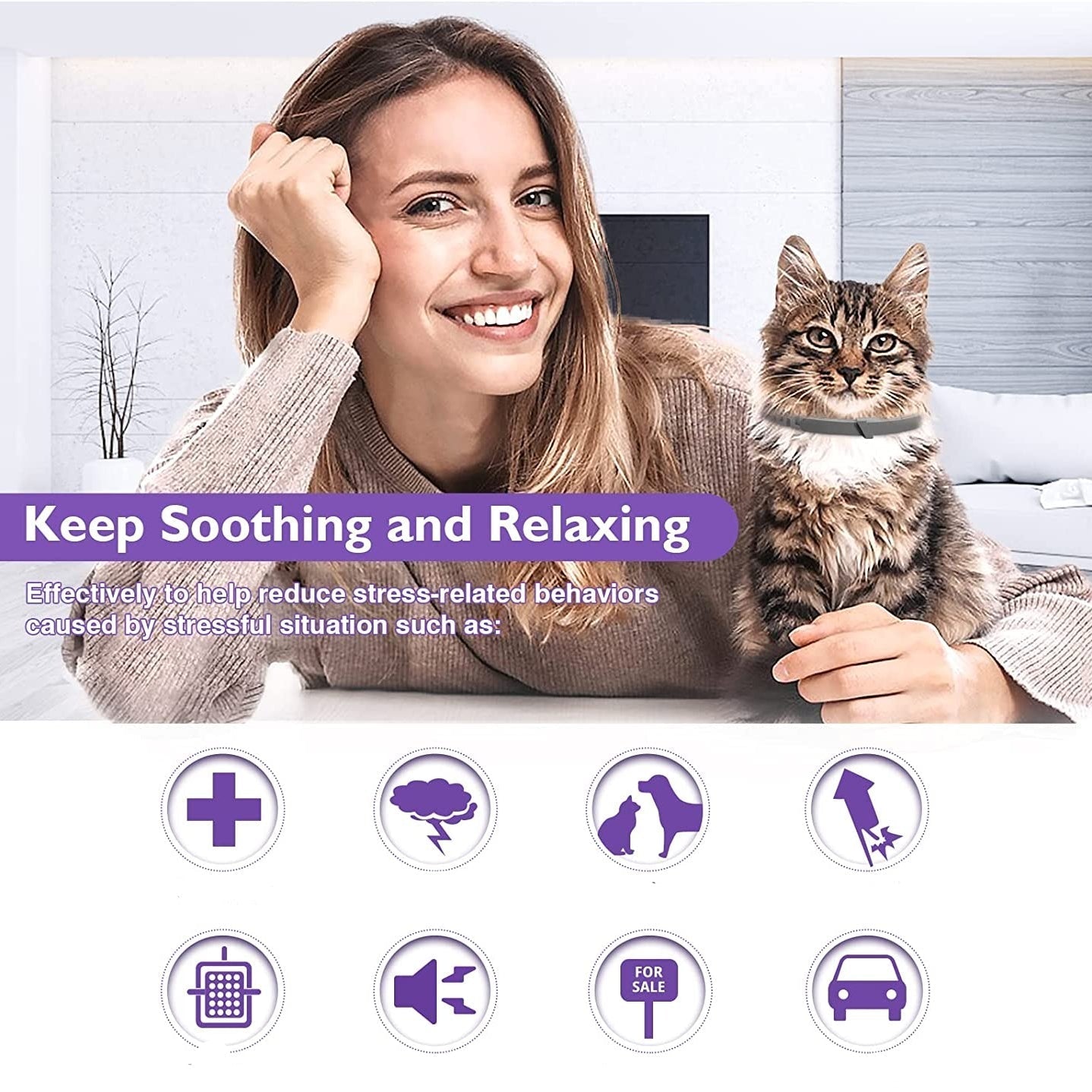 Cat Calming Collar - Behavior and Calming Collar for Cats 4pcs- 38cm