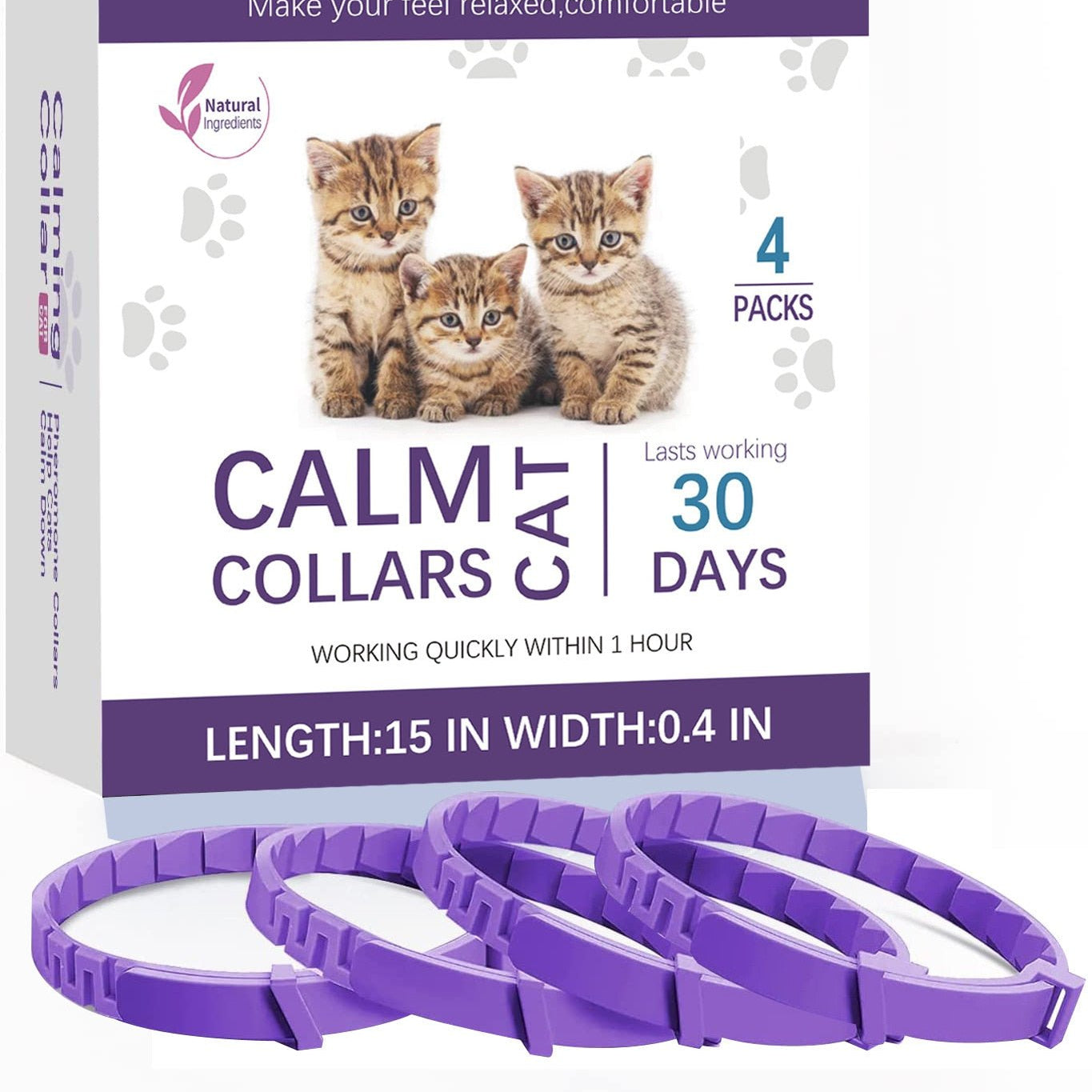 Cat Calming Collar - Behavior and Calming Collar for Cats 4pcs- 38cm