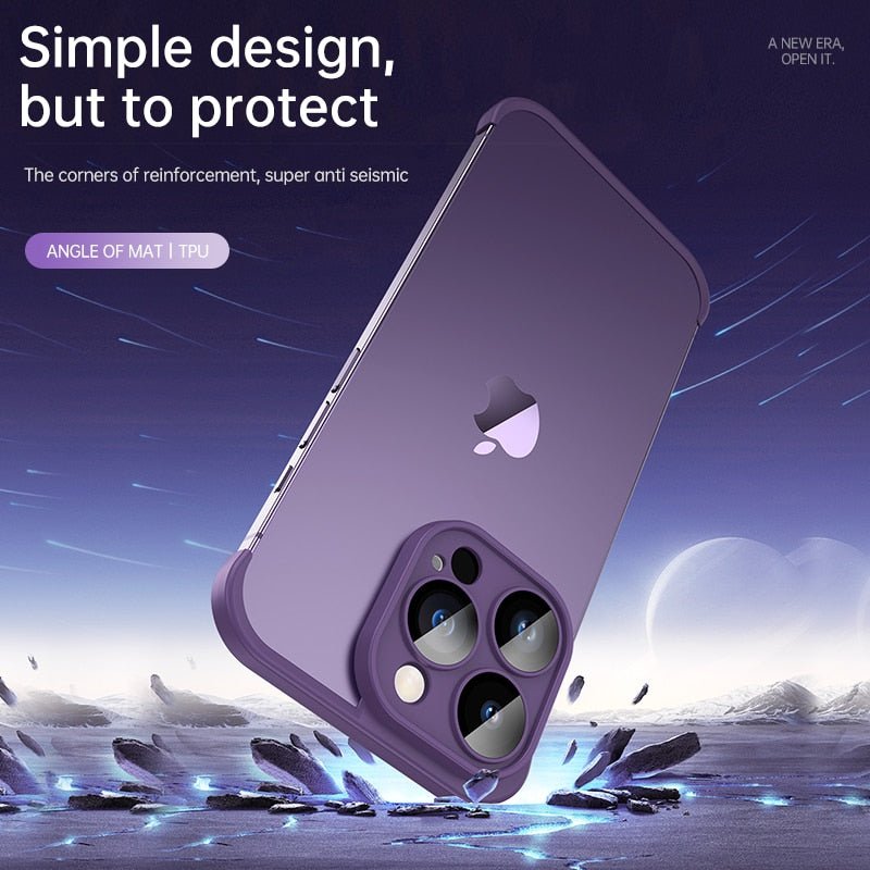 Frameless Bumper with Glass Lens Protector - Shockproof Phone Cover On iPhone 11 and 14 Series