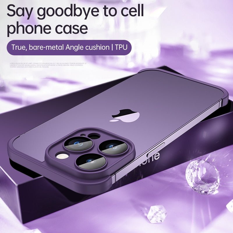 Frameless Bumper with Glass Lens Protector - Shockproof Phone Cover On iPhone 11 and 14 Series