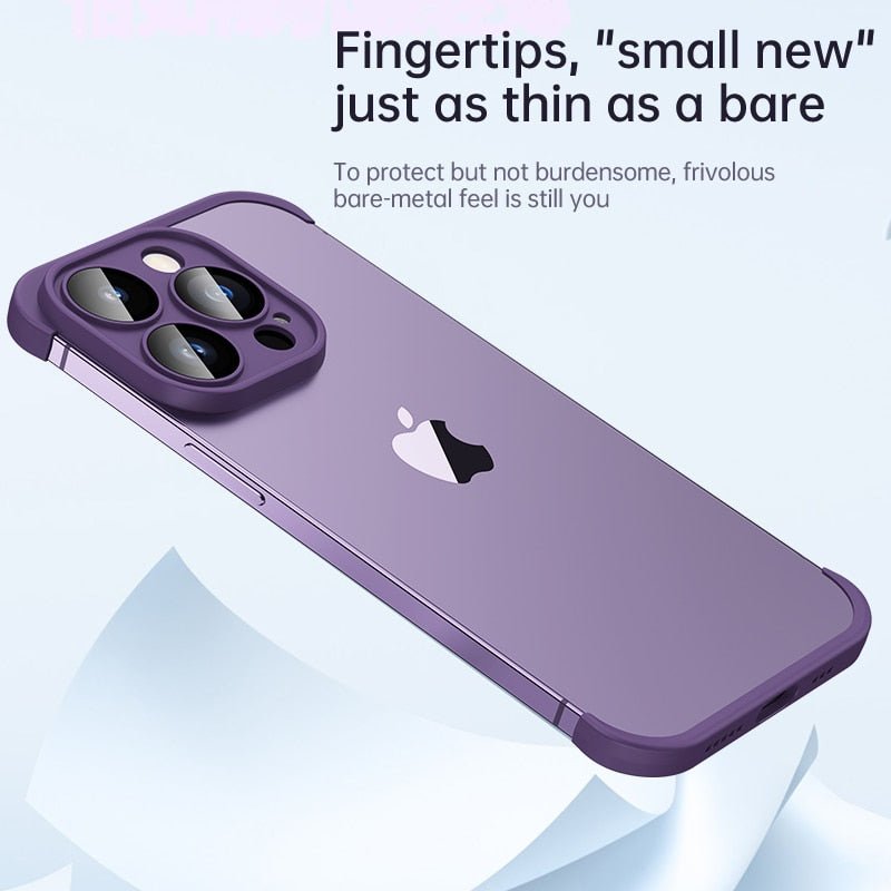 Frameless Bumper with Glass Lens Protector - Shockproof Phone Cover On iPhone 11 and 14 Series