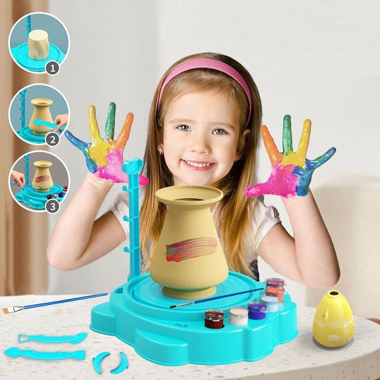 Kids Pottery Set - Painting Kit for Beginners with Modeling Clay, Sculpting Clay and Sculpting Tools